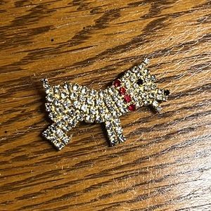 scottie dog terrier rhinestone vintage pin